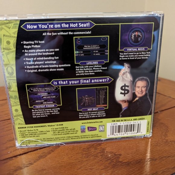 Who Wants to Be a Millionaire CD-ROM Jewel Case (PC, 2000) Regis Philbin - Picture 3 of 3
